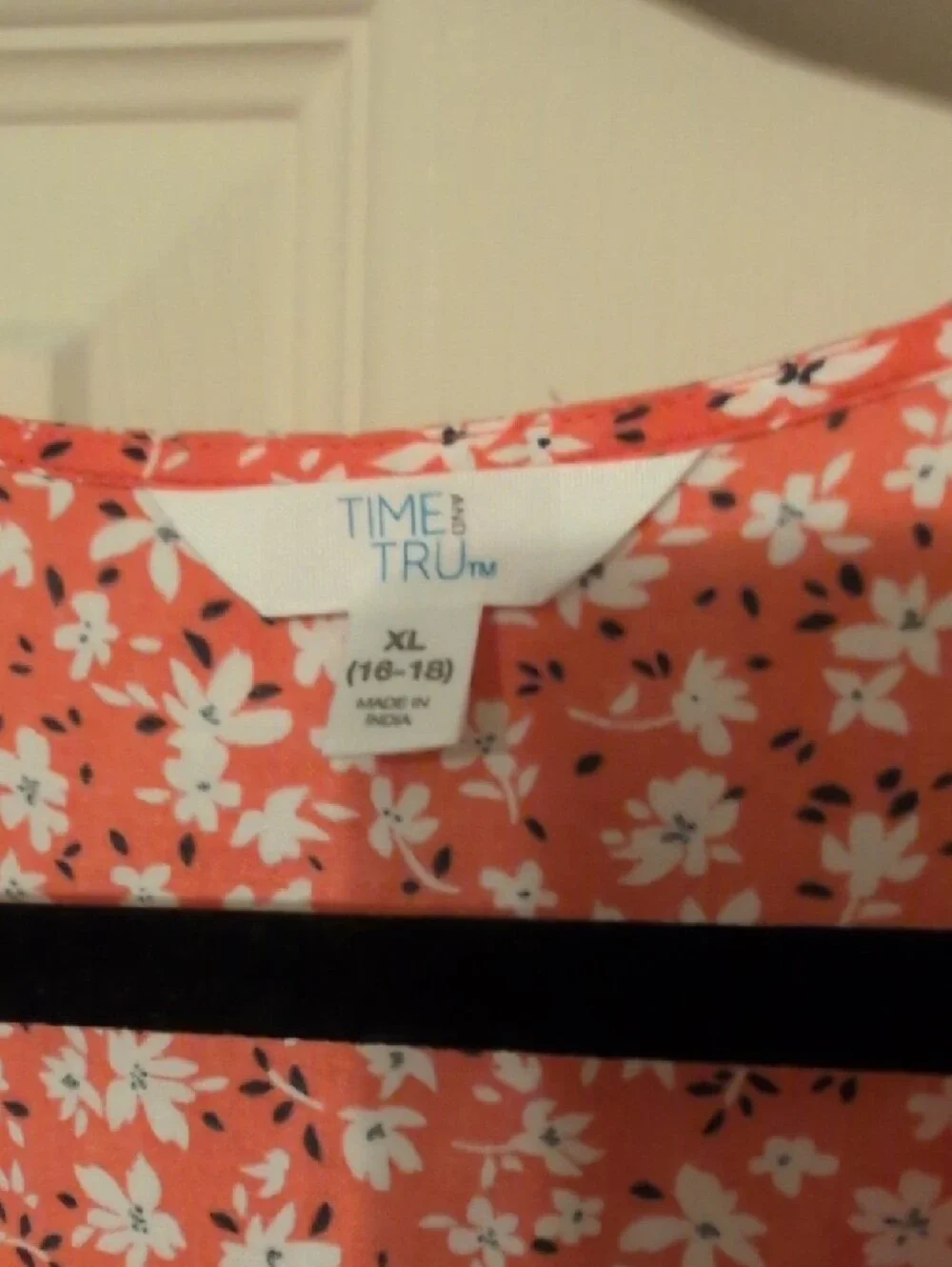 Time and Tru Coral Floral Wrap Midi Dress - Picture 4 of 6